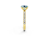 Yellow gold Round Cut Aquamarine Solitaire Pavé Band with Four-Prong Setting_2