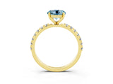 Yellow gold Round Cut Aquamarine Solitaire Pavé Band with Four-Prong Setting_3