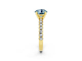 Yellow gold Round Cut Aquamarine Solitaire Pavé Engagement Ring with Round Band and Prong Setting_14