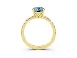 Yellow gold Round Cut Aquamarine Solitaire Pavé Engagement Ring with Round Band and Prong Setting_15