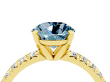 Yellow gold Round Cut Aquamarine Solitaire Pavé Engagement Ring with Round Band and Prong Setting_70