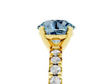 Yellow gold Round Cut Aquamarine Solitaire Pavé Engagement Ring with Round Band and Prong Setting_71