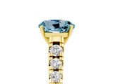 Yellow gold Round Cut Aquamarine Solitaire Ring with Cathedral Setting and Pavé Band_5