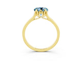 Yellow gold Round Cut Aquamarine Solitaire Ring with Flower Prong Setting and Classic Band_15