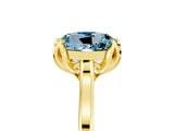 Yellow gold Round Cut Aquamarine Solitaire Ring with Flower Prong Setting and Classic Band_17
