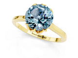 Yellow gold Round Cut Aquamarine Solitaire Ring with Flower Prong Setting and Classic Band_38