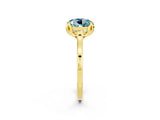 Yellow gold Round Cut Aquamarine Solitaire Ring with Flower Prong Setting and Classic Band_39