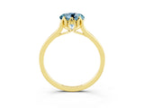 Yellow gold Round Cut Aquamarine Solitaire Ring with Flower Prong Setting and Classic Band_40