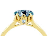 Yellow gold Round Cut Aquamarine Solitaire Ring with Flower Prong Setting and Classic Band_41