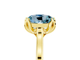 Yellow gold Round Cut Aquamarine Solitaire Ring with Flower Prong Setting and Classic Band_42