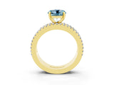 Yellow gold Round Cut Aquamarine Solitaire Ring with Pavé and Channel Set Band_3