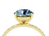 Yellow gold Round Cut Aquamarine Solitaire Ring with Pave Band and Four Prong Setting_28