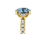 Yellow gold Round Cut Aquamarine Solitaire Ring with Round  Pavé Band and Four-Prong Setting_41