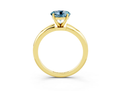 Yellow gold Round Cut Aquamarine Solitaire Ring with Six-Prong Setting and Classic Band_3