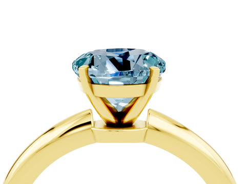 Yellow gold Round Cut Aquamarine Solitaire Ring with Six-Prong Setting and Classic Band_4