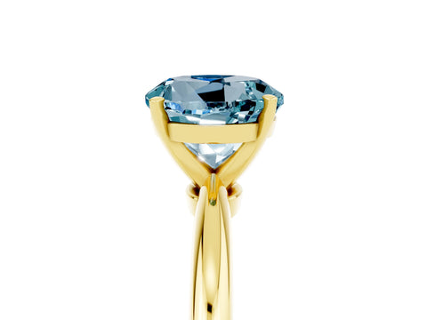 Yellow gold Round Cut Aquamarine Solitaire Ring with Six-Prong Setting and Classic Band_5