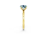Yellow gold Round Cut Aquamarine Solitaire Ring with Thin Band and Four-Prong Setting_14