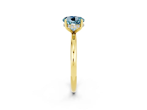 Yellow gold Round Cut Aquamarine Solitaire Ring with Thin Band and Four-Prong Setting_14