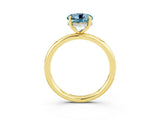 Yellow gold Round Cut Aquamarine Solitaire Ring with Thin Band and Four-Prong Setting_15