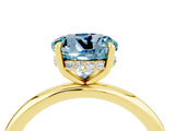 Yellow gold Round Cut Aquamarine Solitaire Ring with Thin Band and Four-Prong Setting_16