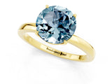 Yellow gold Round Cut Aquamarine Solitaire Ring with Thin Band and Prong Setting_13