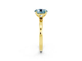 Yellow gold Round Cut Aquamarine Solitaire Ring with Thin Band and Prong Setting_14