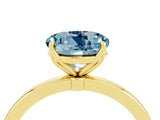 Yellow gold Round Cut Aquamarine Solitaire Ring with Thin Band and Prong Setting_16