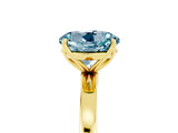 Yellow gold Round Cut Aquamarine Solitaire Ring with Thin Band and Prong Setting_17