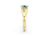 Yellow gold Round Cut Aquamarine Solitaire Ring with Wide Band and Prong Setting_2