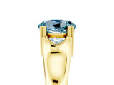 Yellow gold Round Cut Aquamarine Solitaire Ring with Wide Band and Prong Setting_5