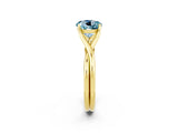 Yellow gold Round Cut Aquamarine Solitaire Twist Band Prong Setting Ring_38