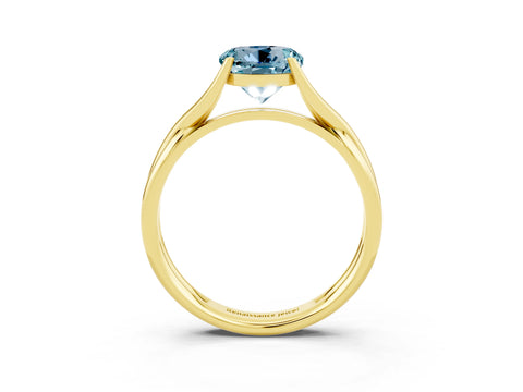 Yellow gold Round Cut Aquamarine Solitaire Twist Band Prong Setting Ring_39