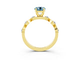 Yellow gold Round Cut Aquamarine Solitaire Twisted Band with Round  Accents and Prong Setting_15