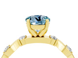 Yellow gold Round Cut Aquamarine Solitaire Twisted Band with Round  Accents and Prong Setting_16