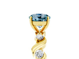 Yellow gold Round Cut Aquamarine Solitaire Twisted Band with Round  Accents and Prong Setting_17