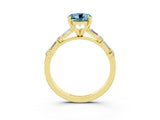 Yellow gold Round Cut Aquamarine Solitaire with Side Baguettes and Channel Set Band_3