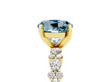 Yellow gold Round Cut Aquamarine Solitaire with Side Stones, Pave Band, Four-Prong Setting_41