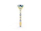 Yellow gold Round Cut Aquamarine Solitaire with Side Stones on a Pavé Band and Four-Prong Setting_2