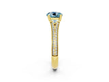 Yellow gold Round Cut Aquamarine Split Shank Engagement Ring with Pavé Band_2