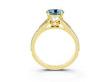Yellow gold Round Cut Aquamarine Split Shank Engagement Ring with Pavé Band_3