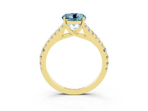 Yellow gold Round Cut Aquamarine Split Shank Pavé Engagement Ring with Four-Prong Setting_15