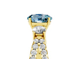 Yellow gold Round Cut Aquamarine Three-Stone Ring with Pavé Split Shank and Four-Prong Setting_5