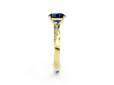 Yellow gold Round Cut Blue Sapphire Engagement Ring with Side Stone Accents and Four-Prong Setting_29