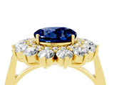 Yellow gold Round Cut Blue Sapphire Floral Double Halo Engagement Ring with Prong Setting_64