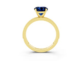 Yellow gold Round Cut Blue Sapphire Milgrain Pavé Engagement Ring with Four-Prong Setting_3