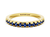 Yellow gold Round Cut Blue Sapphire Pavé Set Thin Band