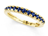 Yellow gold Round Cut Blue Sapphire Pavé Set Thin Band_1