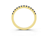 Yellow gold Round Cut Blue Sapphire Pavé Set Thin Band_3