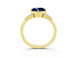 Yellow gold Round Cut Blue Sapphire Ring with Side Stones and Four-Prong Setting_39