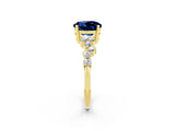 Yellow gold Round Cut Blue Sapphire Scattered Round Accent Ring with Prong Setting_14